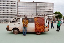 Warwick with van at Documenta, Kassel, Germany